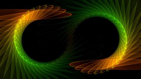 Wallpaper Abstract fractal, green and orange, black background 3840x2160 UHD 4K Picture, Image