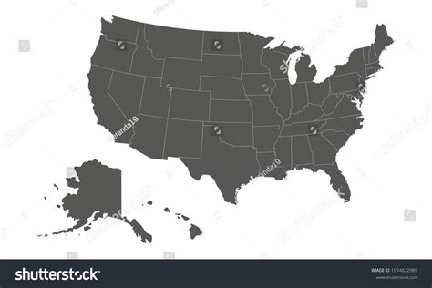 Usa Map States Isolated On White Stock Vector (Royalty Free) 1974822989 ...