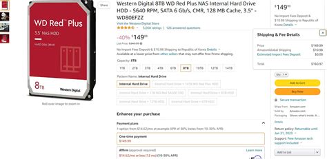 [Amazon] Western Digital 8TB WD Red Plus NAS Internal Hard Drive HDD - 5640 RPM, SATA 6 Gb/s ...