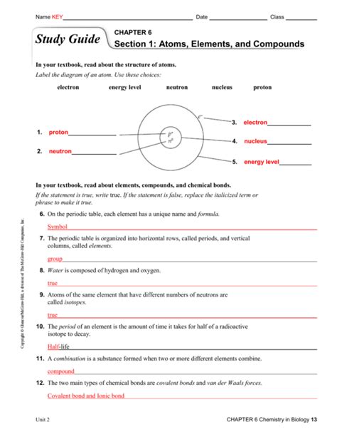 Chapter 6 The Chemistry Of Life Worksheet Answer Key — db-excel.com