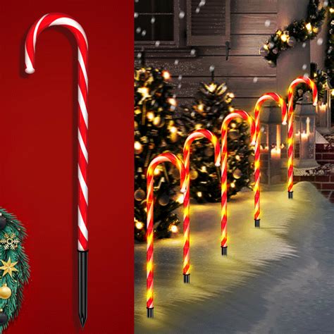 Coffix Solar Power Christmas Candy Cane Lights 8 Lighting Modes Outdoor Garden Yard Lawn Decor 8 ...