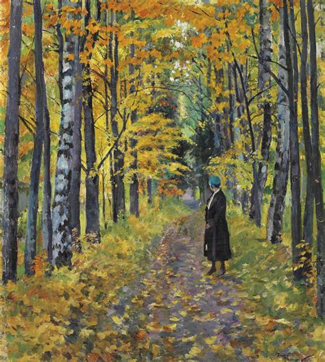 Sergei Vinogradov (1869-1938) , A walk through the woods in autumn | Christie's