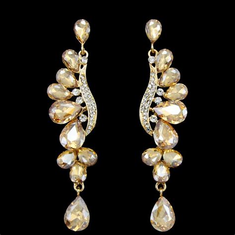 Angel Wings Crystal Long Dangle Earrings Gold Statement Earrings for women Drop Earrings jewelry ...