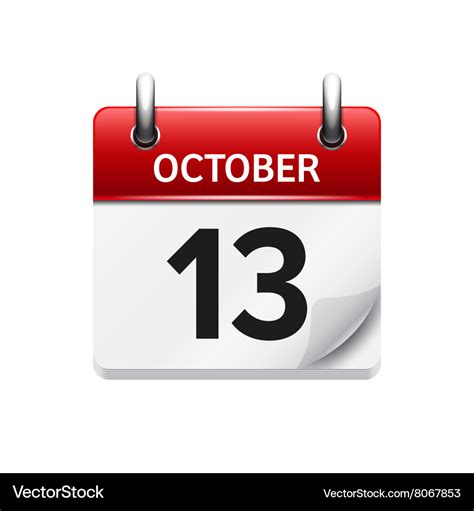 October 13 flat daily calendar icon date Vector Image