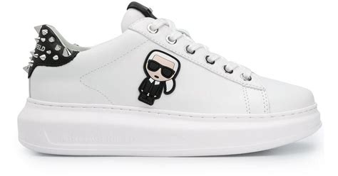 Karl Lagerfeld Leather Karl Motif Low-top Sneakers in White - Lyst