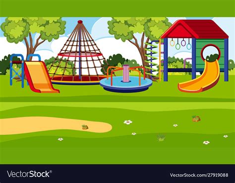 An outdoor scene with playground Royalty Free Vector Image