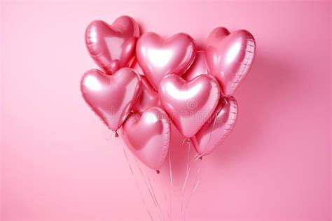 Pink Heart Balloons on a Soft Pink Background Stock Photo - Image of ...