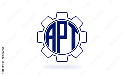 APT three letter industrial logo with gear icon logo design vector template. mechanical logo ...