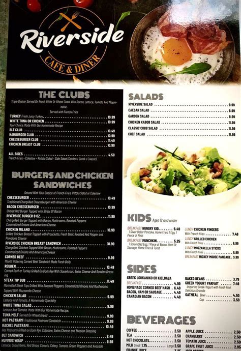 Menu at Riverside Cafe and Diner, Newburyport