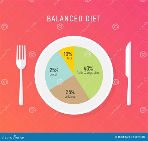 Healthy Diet Food, Balance Nutrition Plate. Vector Health Meal Chart ...