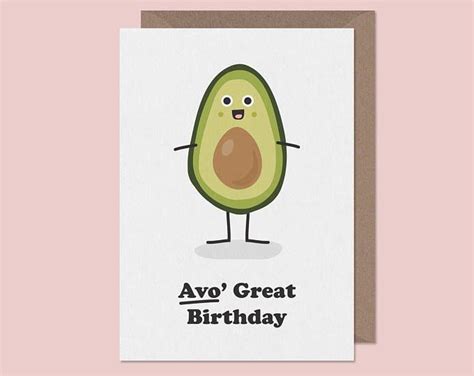 Avocado birthday card. birthday card funny. pun. vegetarian birthday card. avocado card. birth ...