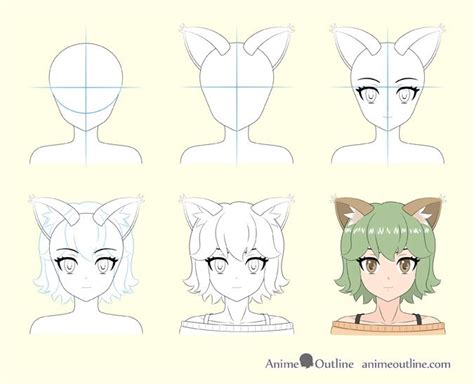 How To Draw Anime Cat Girl Ears Step By Step Animeoutline How To Draw ...