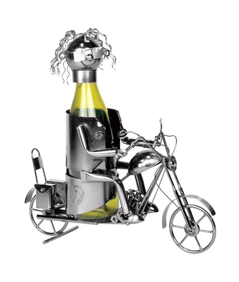 Man on Motorcycle Polished Metal Wine Caddy Bottle Holder - Walmart.com