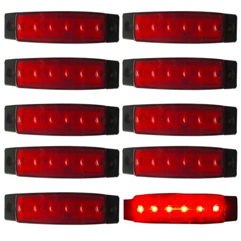 100X 6 LED trailer indicator Truck Side Marker Clearance Light 24V Rear ...