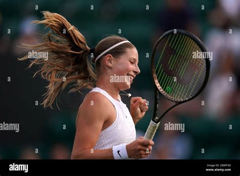 Hannah Klugman celebrates winning her Girls singles match on day seven ...