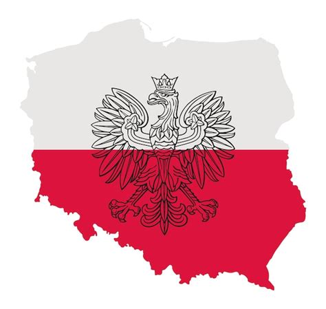 Premium Vector | Poland map with eagle and white red polish flag