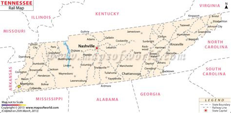 Tennessee Rail Map, Train Route of Tennessee