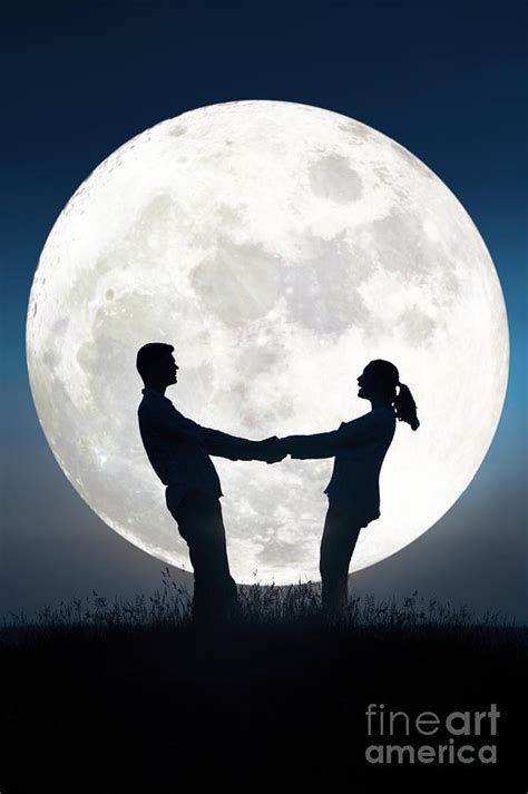 Lovers And Full Moon Photograph by Lee Avison