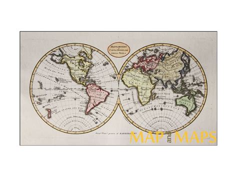 Map Mappe Monde Double Hemisphere map by Barbiellini | Mapandmaps