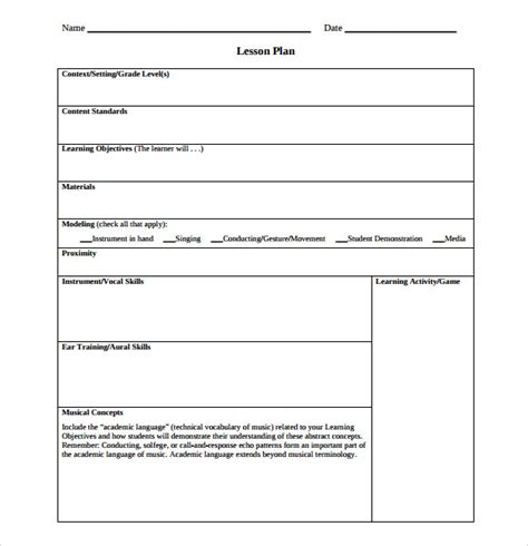 FREE 9+ Sample Music Lesson Plan Templates in PDF | MS Word