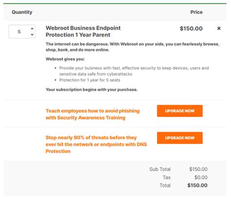 Webroot Business Endpoint Protection Pricing: Cost and Pricing plans