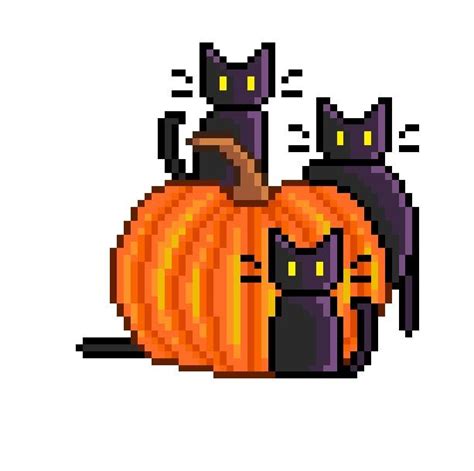 Pumpkin Cats | Pixel art design, Cool pixel art, Pixel art pattern