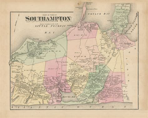 Southampton, New York 1873 Map, Replica and GENUINE ORIGINAL