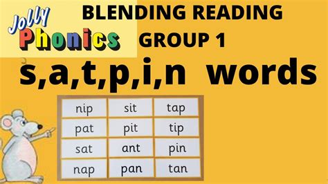 JOLLY PHONICS blending group 1 | Sounding, blending, reading, s,a,t,p,i ...