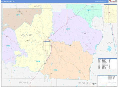 Colquitt County, GA Wall Map Color Cast Style by MarketMAPS - MapSales.com