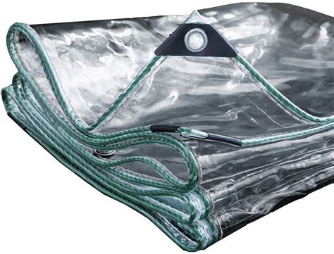 WTTO Clear Tarps, Waterproof Tarpaulin with Grommets 12 Mil Thick Multi Purpose Easy to Fold ...