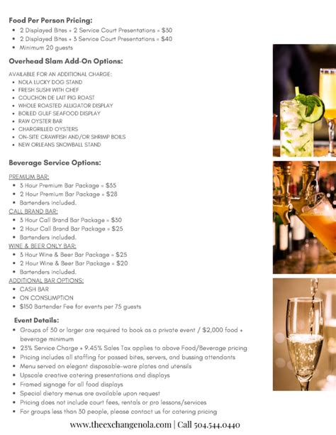 Food & Drink Menu - The Exchange NOLA