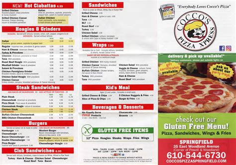 Cocco's Pizza Springfield menus in Springfield, Pennsylvania, United States