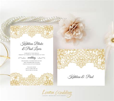 Gold Wedding Invitations - LemonWedding