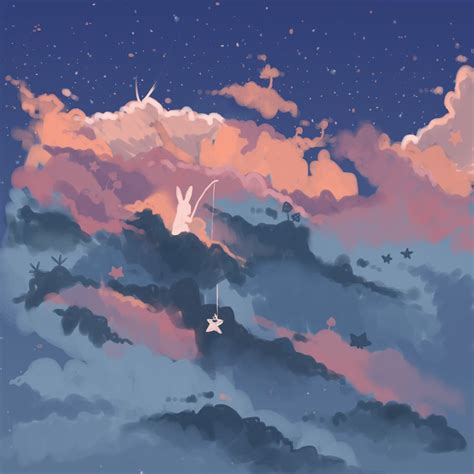 Clouds are hella confusing. So I added a bunny. . . . #digitalart #sketch #sky #night #nightsky ...