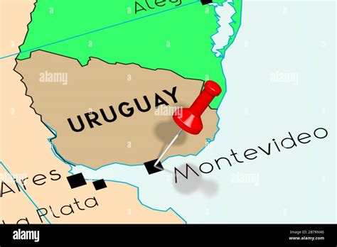 Uruguay, Montevideo - capital city, pinned on political map Stock Photo - Alamy