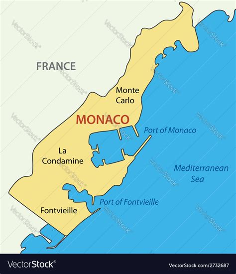 Principality monaco - map Royalty Free Vector Image