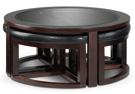 Stylish and Space-Saving Cocktail Table with Ottomans