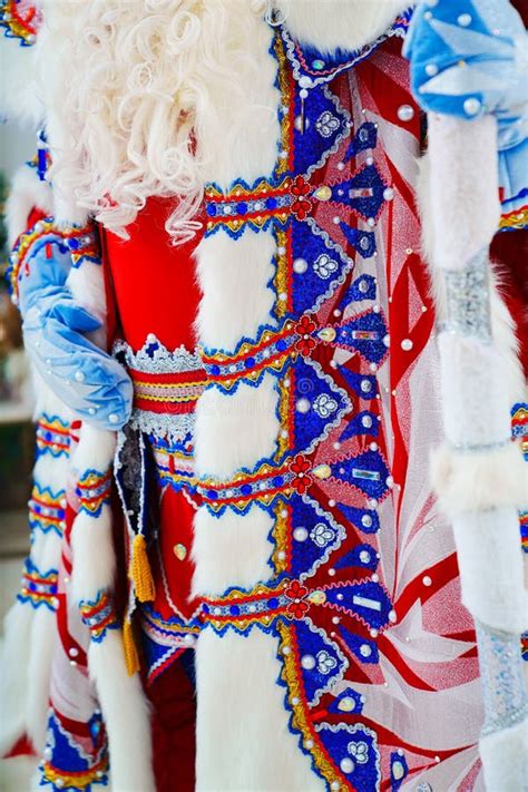 Details of a Traditional Father Frost Costume. Stock Image - Image of ...