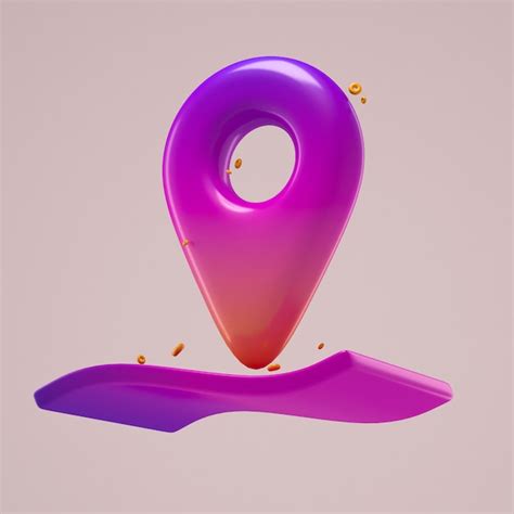 Premium Photo | Realistic 3d render icon map location pin icon in 3d render yellow and purple
