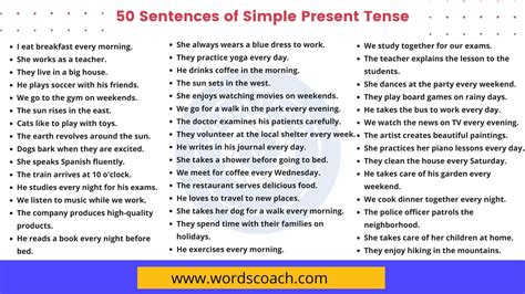 50 Sentences of Simple Present Tense, 50+ Examples of Simple Present ...