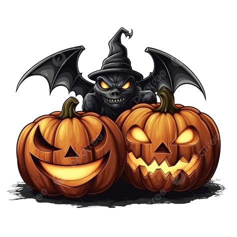 Illustration Vector Of Pumpkin And Bat In Halloween Perfect For Print, Etc, Halloween Monster ...