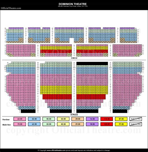 Dominion Theatre London seat map and prices for Grease