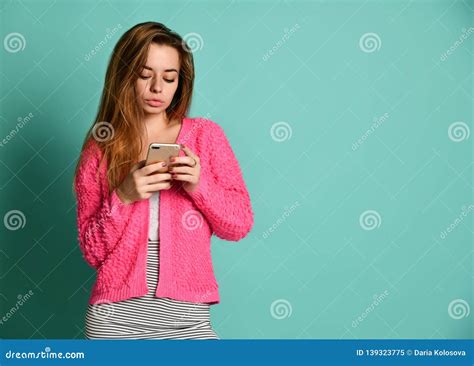 Woman Sending a Text Message on a Mobile Phone Stock Image - Image of ...