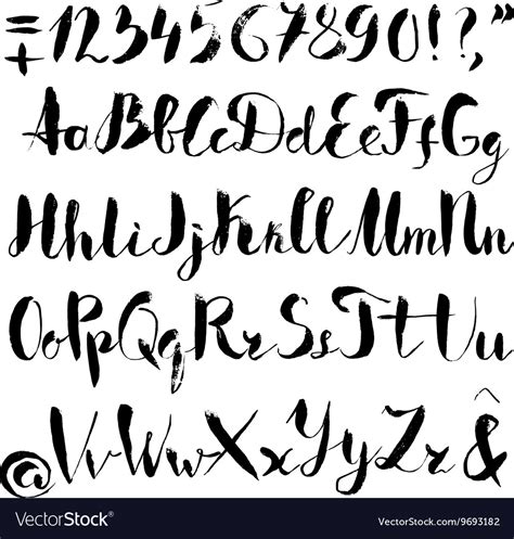 Handwritten alphabet written with brush pen Vector Image