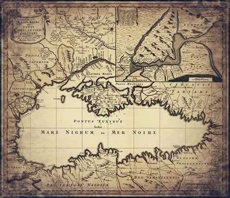 Black Sea Vintage Historical Map 1730 Sepia Photograph by Carol Japp ...