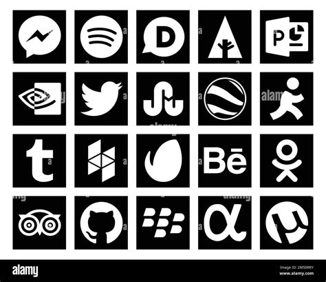 20 Social Media Icon Pack Including travel. odnoklassniki. stumbleupon. behance. houzz Stock ...