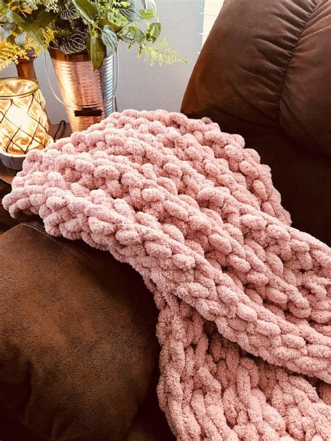 Chunky Chenille Hand Knitted Throw Blanket | Etsy