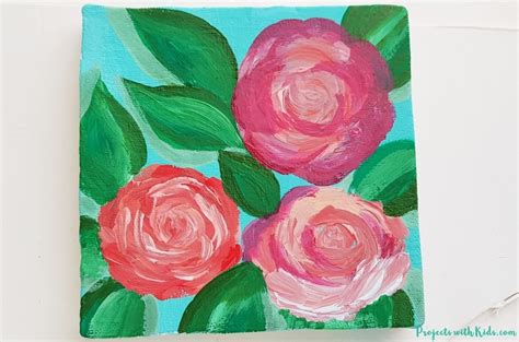 Simple Rose Painting Tutorial with Step by Step Photos - Projects with Kids