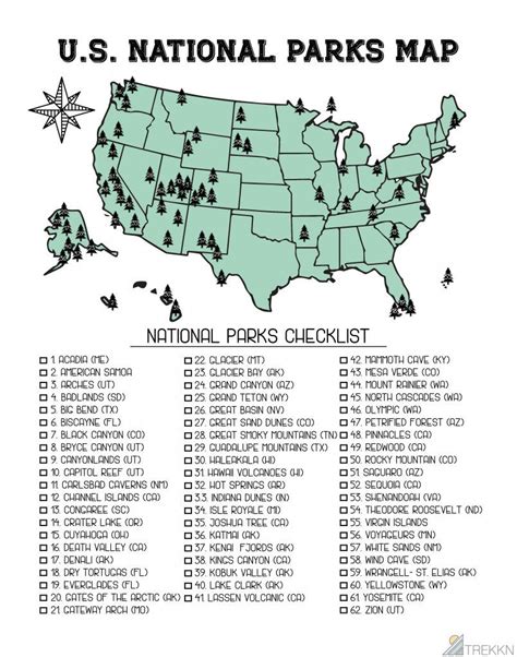 Your Printable List of 62 National Parks in the U.S. (Updated for 2020 ...