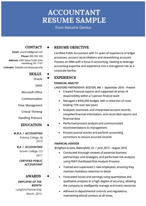 Accounting Resume Template | Mt Home Arts